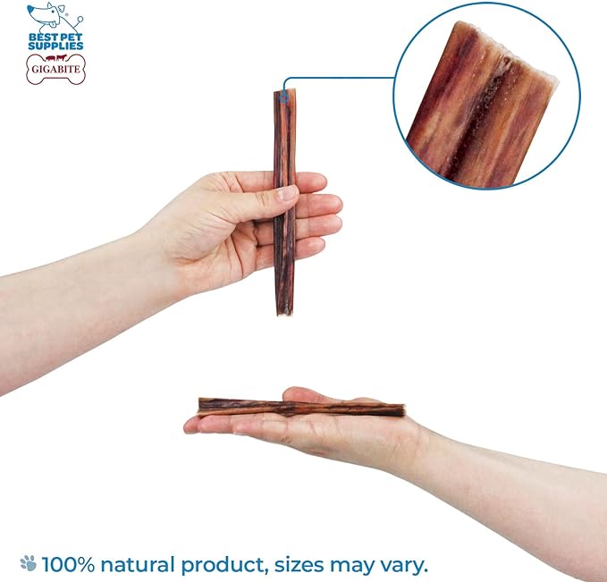 GigaBite 6 Inch Beef Gullet Jerky Sticks (100 Pack) - All Natural, Free Range Beef Esophagus Stick Dog Treat by Best Pet Supplies