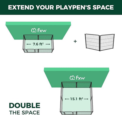 FXW Homeplus Dog Playpen Designed for Indoor Use, 24" Height for Puppy and Small Dogs, Black│Patented
