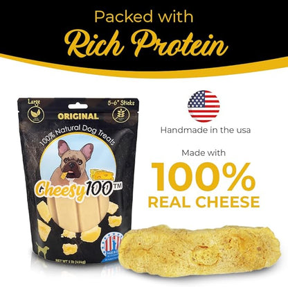 Cheese Dog Chews|US-Crafted for Puppies & Dogs |Softer Natural Alternative to Himalayan Dog Chews & Yak Chews| Salt & Rawhide-Free| Tastier than Yak Chews (6 Large Sticks)