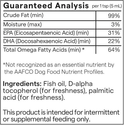 Trace Pet | Omega-3 Drops | Skin and Coat Fish Oil Supplement for Dogs and Cats | All Breeds | 4 fl oz