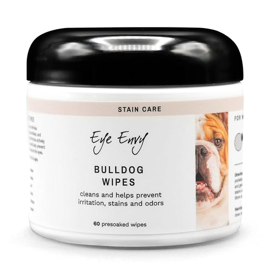 Eye Envy Bulldog Wrinkle Wipes | Wrinkle Wipes for French Bulldog, Pug, English Bulldog | Cleans Wrinkles, Bulldog Tail Pockets | Removes stains and odors | Natural, fragrance free wipes | 60 count