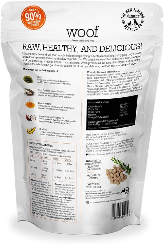 Woof Wild Brushtail Freeze Dried Raw Dog Food, Mixer, or Topper, or Treat - High Protein, Natural, Limited Ingredient Recipe - 9.9 oz