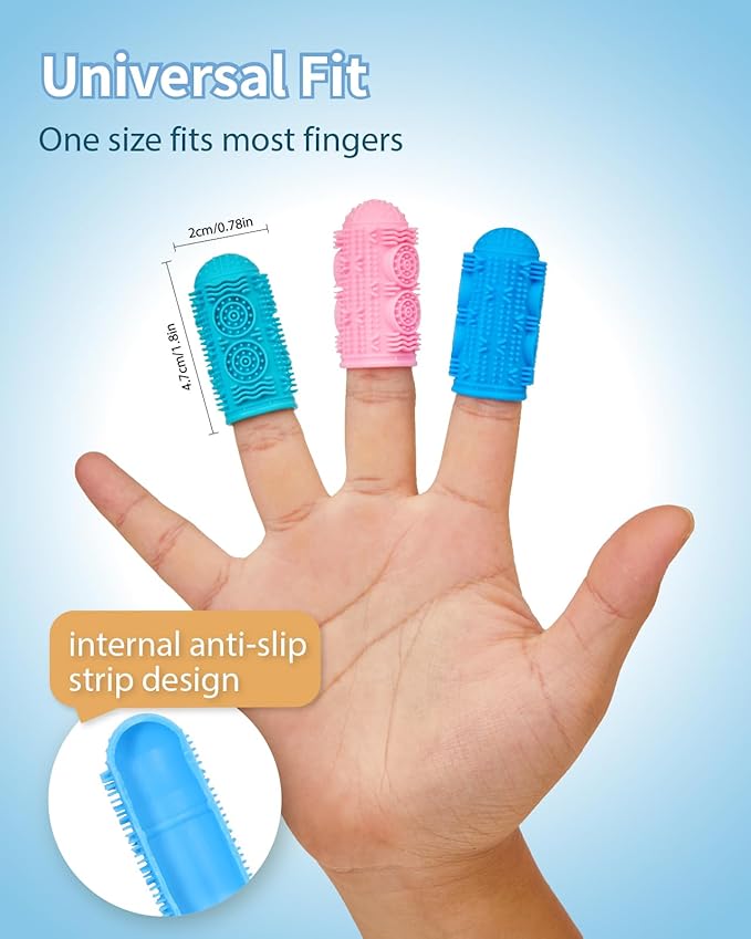 4 Pack Dog Toothbrush Kit, 360°Silicone Dog Finger Toothbrush for Gum Massage, Tongue Cleaning, Dog Tooth Brushing Kit with Storage Box, Pet Toothbrush for Dogs Cats Teeth Cleaning