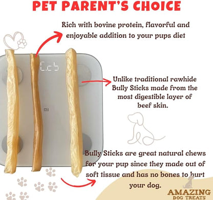 Amazing Dog Treats - Large Collagen Stick - (12 Inch - 4 Count) - Collagen Beef Cheek Rolls for Dogs - 100% Pure Collagen Sticks for Dogs - No Hide Bones for Dogs