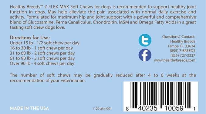 Healthy Breeds Akita Z-Flex Max Hip and Joint Soft Chews 50 Count