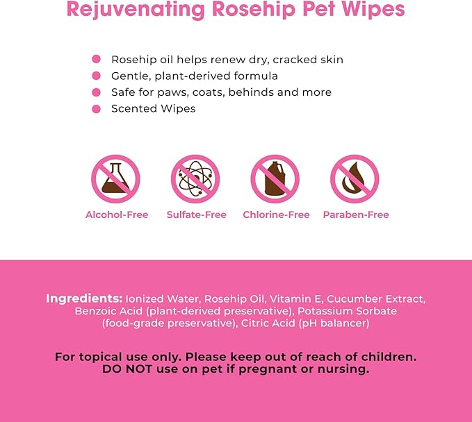 Best Pet Supplies Dog Wipes, Hypoallergenic, Deodorizing, Cleaning for Dogs' Paws, Butt, Face, Grooming, Non-Sticky Formula for Puppy, Cats and Sensitive Skin - 400 Pack, Rejuvenating Rose Hip