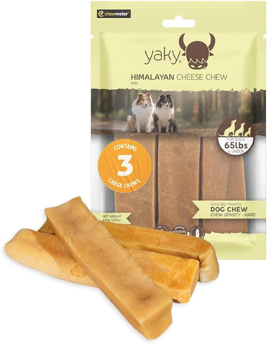 Chewmeter Yaky Himalayan Yak Cheese Dog Chews, Dog Bones for Aggressive Chewers, Healthy Dog Treats, Long Lasting, Natural, Rawhide Alternative, Grain Free, Dogs 65 lbs & Under, 3 Count (Pack of 1)