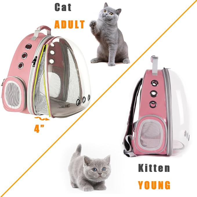 Front Expandable Cat Backpack Carrier, Fit up to 20 lbs, Space Capsule Bubble Window Pet Carrier Backpack for Large Fat Cat and Small Puppy