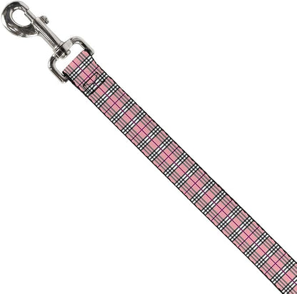 Dog Leash Plaid Pink 6 Feet Long 1.0 Inch Wide