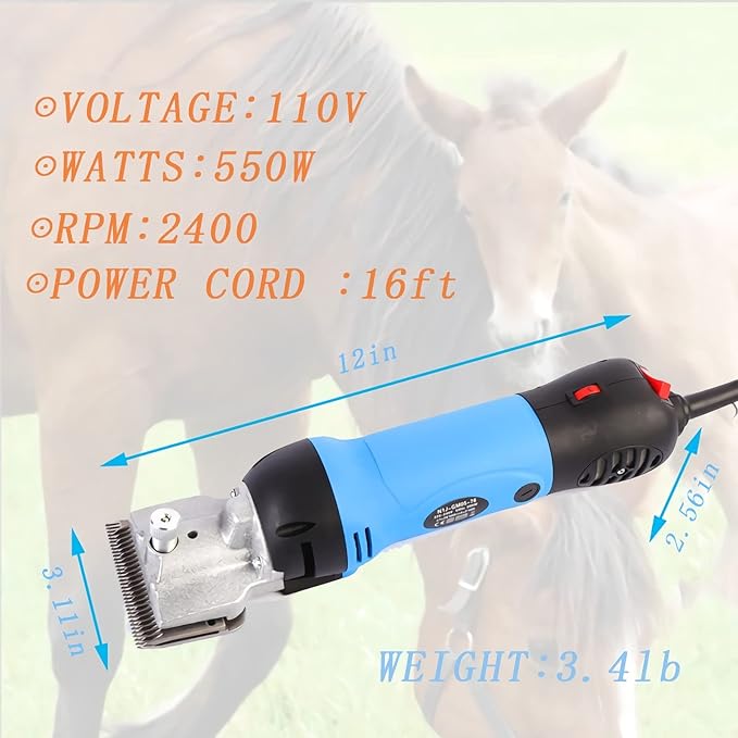 Horse Clippers,550w Electric Horse Grooming Kit,Professional Livestock Clippers, 6 Speeds Heavy Duty Equine Clippers for Dogs