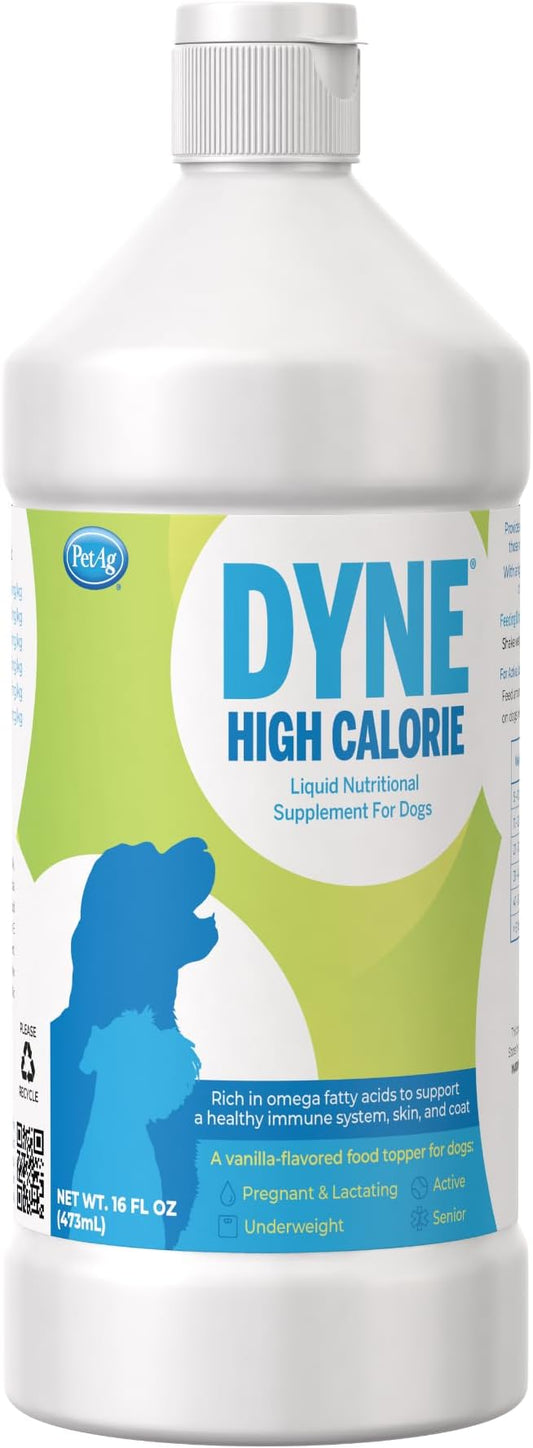 Pet-Ag Dyne High Calorie Liquid Nutritional Supplement for Dogs & Puppies 8 Weeks and Older - 16 oz - Supports Performance and Endurance - Sweet Vanilla Flavor