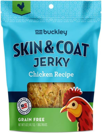 Buckley Functional Skin & Coat Support, Dog Jerky Treats, Chicken, 5 Ounce