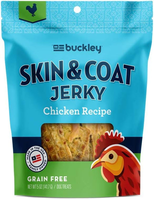 Buckley Functional Skin & Coat Support, Dog Jerky Treats, Chicken, 5 Ounce