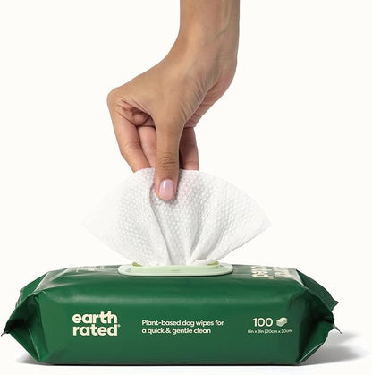 Earth Rated Hypoallergenic Dog Wipes, Cleaning and Odor-Controlling Grooming Wipes for Paws, Body, and Butt, Perfect for Puppy and Adult Dogs, Unscented, 400 Count