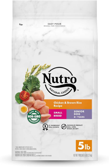 NUTRO NATURAL CHOICE Small Breed Senior Dry Dog Food, Chicken & Brown Rice Recipe Dog Kibble, 5 lb. Bag