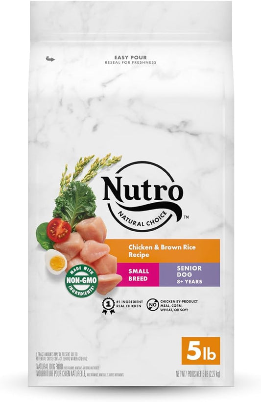 NUTRO NATURAL CHOICE Small Breed Senior Dry Dog Food, Chicken & Brown Rice Recipe Dog Kibble, 5 lb. Bag