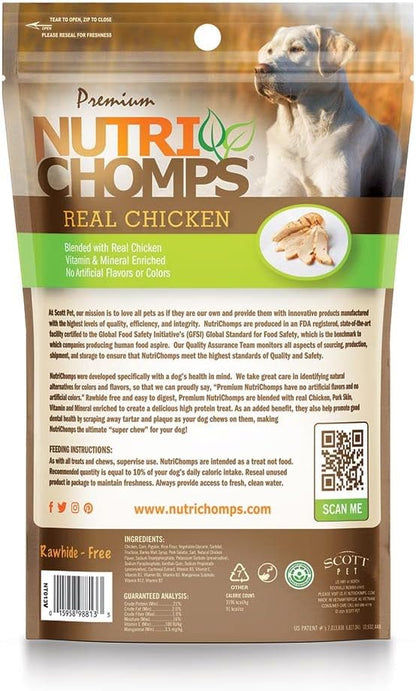 NutriChomps Dog Chews, 6-inch Braids, Easy to Digest, Rawhide-Free Dog Treats, Healthy, 4 Count, Real Chicken flavor