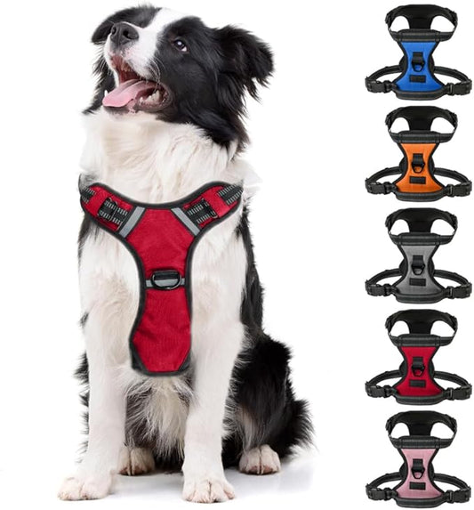 Gorilla Grip No Pull Comfortable Durable Dog Harness with Handle, Pet Leash Clips on Chest or Back for Walking, Padded Mesh Pets Vest, Adjustable Reflective Straps, Puppy Training, Red
