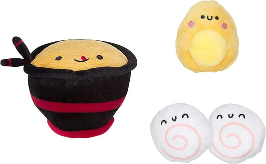 Pearhead Dogkatsu Ramen Dog Toys, Set of 3, Must Have Toys for Pet Owners, Plush Chew Toys Set of 3, Ramen Noodle Toy Set for Pets