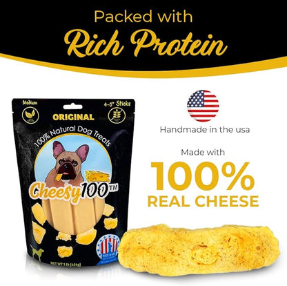 Cheese Dog Chews|US-Crafted for Puppies & Dogs |Softer Natural Alternative to Himalayan Dog Chews & Yak Chews| Salt & Rawhide-Free| Tastier than Yak Chews (3 Medium Sticks)