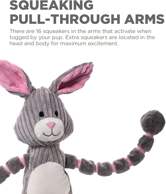 Outward Hound Thunda Tugga Bunny Plush & Squeaky Dog Tug Toy