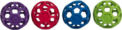 JW Pet Hol-ee Roller Dog Toy Puzzle Ball, Natural Rubber, Medium (4.5 Inch Diameter), Colors May Vary