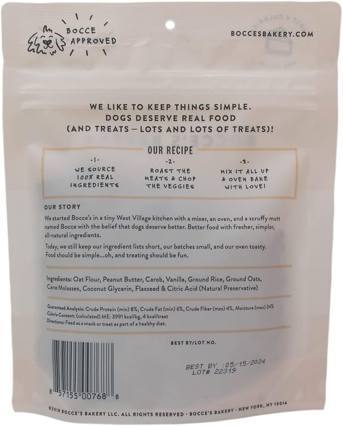 Bocce's Bakery Soft & Chewy Dog Treats 3 Flavor Variety - (1) Each: Mud Pie Oh My, Sunday Roast, Bone Broth Recipe (5-6 Ounces) - Plus Rope Toy and Fun Animal Facts Booklet Bundle