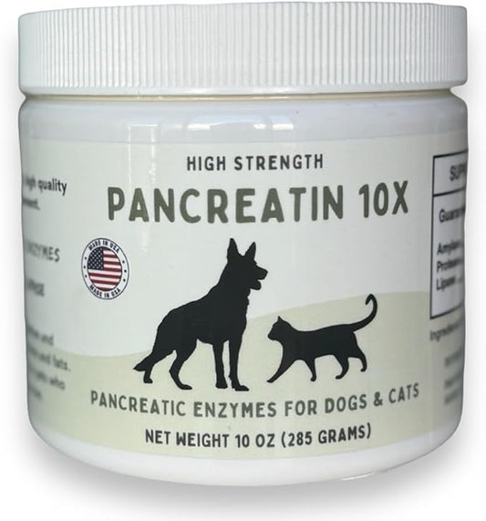 Pancreatin 10X - Pancreatic enzymes for Dogs and Cats (Made in USA) High Strength | Low Odor |10oz (285g)