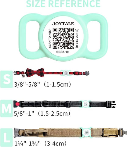 Joytale [ NO APP Required ] Silent Silicone QR Code Dog Tag, Slide On Dog Tags for 3/8-5/8 Inch Wide Collars or Vest, NFC Pet Online Profile, Scan QR to Send Location Alert Email, Teal, S