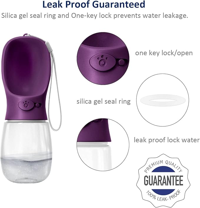 WePet Portable Dog Water Bottle with Food Container, 12 OZ + 6 OZ, Leak Proof Puppy Water Dispenser with Drinking Feeder for Pets Outdoor Walking, Hiking, Travel, Food Grade Plastic