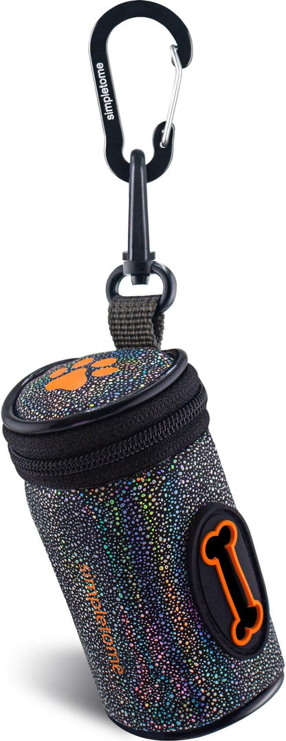 simpletome Dog Waste Bag Dispenser for Leash Belt Waterproof Microfiber Leather YKK Zipper (Starry Sky)