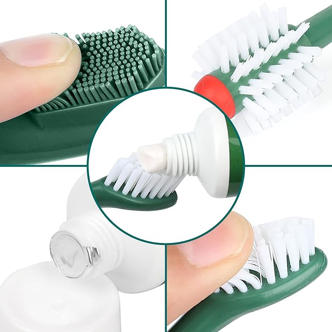 Pet Dog Toothbrush Toothpaste Finger Toothbrush Set Cat Toothbrush Teeth Cleaning Dental Care Kit Fresh Mouth Kit Beef Flavor Dog Cat Removal Plaque Gum Keep Tooth Health