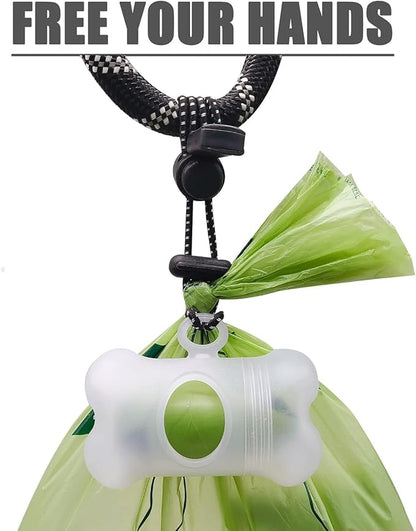 Bag Dispenser Dog Poop Bags Holder Dog Waste Bags Dispenser with Leak-Proof Green Poop Bags for Leash On The Go for Walking Dogs Outdoor (1 Holder 135 Bags, Clear)