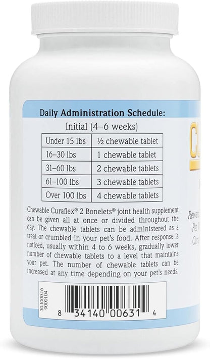 Nutramax Curaflex 2 Joint Health Supplement for Dogs, 120 Chewable Tablets