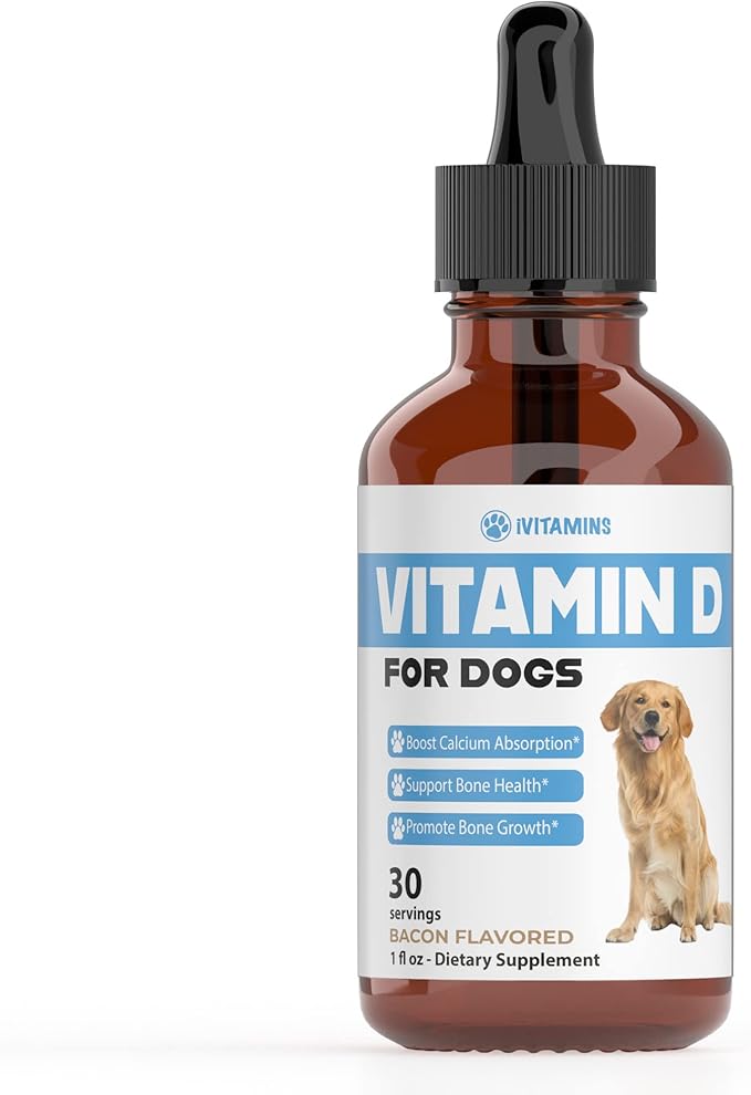 Vitamin D for Dogs | Supports Strong & Health Bones | Vitamin D Supplements for Dogs | Vitamin D Dog | Dog Vitamins and Supplements | Dog Vitamins Multivitamin | Vitamins for Dogs | 1 fl oz