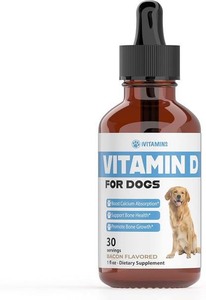 Vitamin D for Dogs | Supports Strong & Health Bones | Vitamin D Supplements for Dogs | Vitamin D Dog | Dog Vitamins and Supplements | Dog Vitamins Multivitamin | Vitamins for Dogs | 1 fl oz