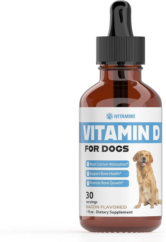 Vitamin D for Dogs | Supports Strong & Health Bones | Vitamin D Supplements for Dogs | Vitamin D Dog | Dog Vitamins and Supplements | Dog Vitamins Multivitamin | Vitamins for Dogs | 1 fl oz