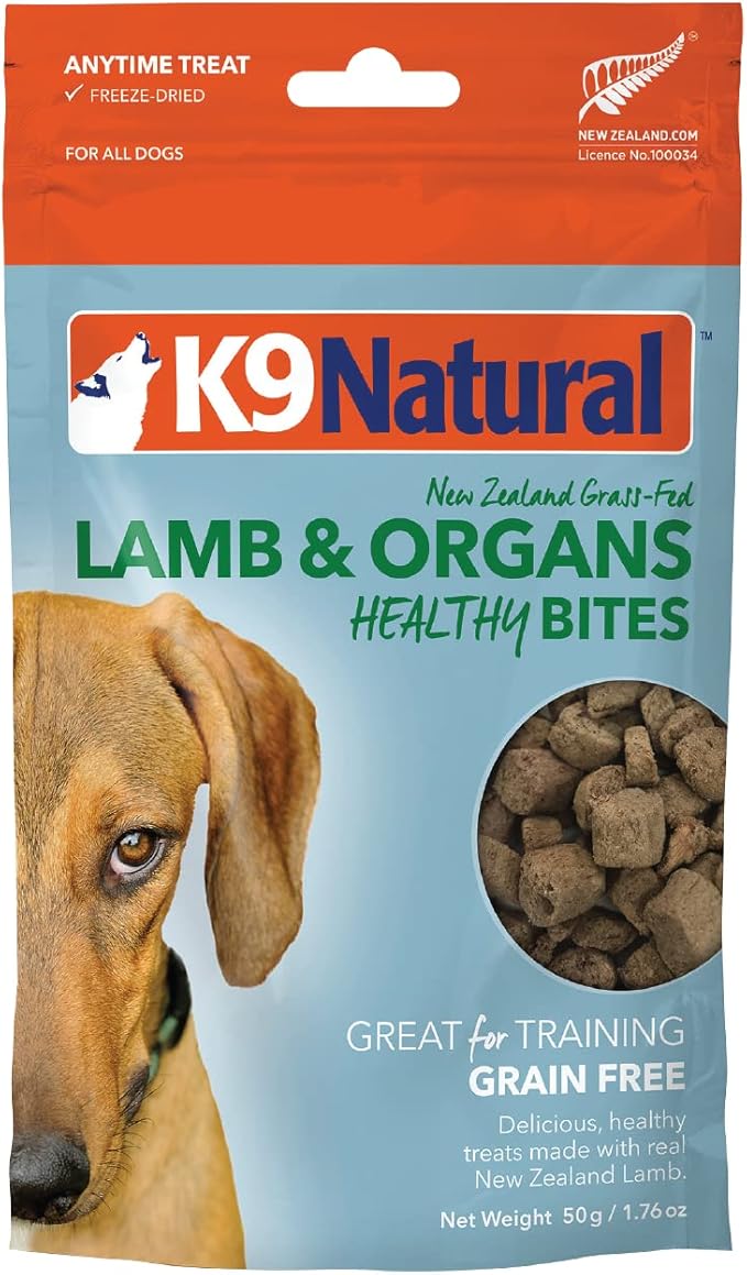 K9 Natural Grain-Free Freeze-Dried Dog Treats, Lamb Bites 1.76oz
