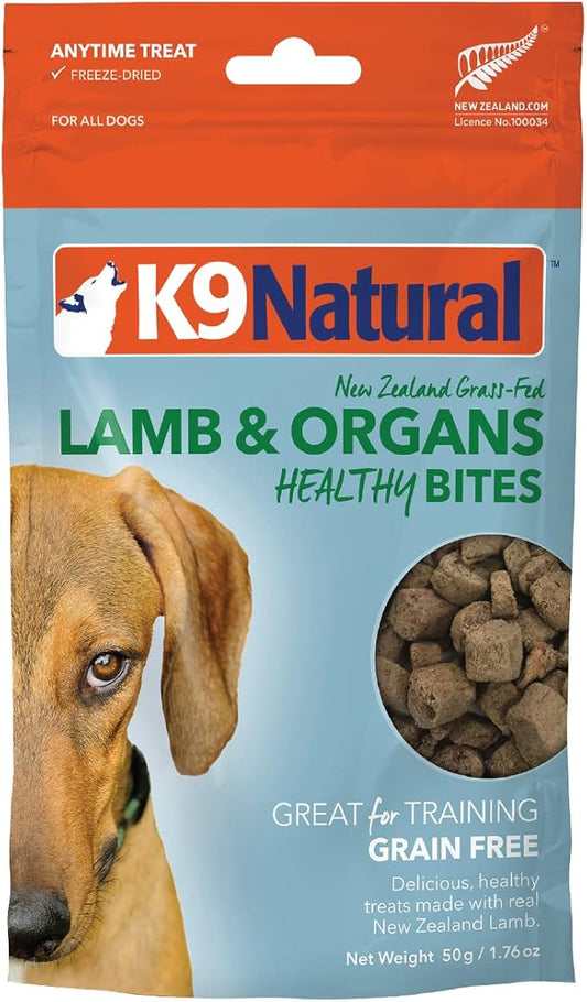 K9 Natural Grain-Free Freeze-Dried Dog Treats, Lamb Bites 1.76oz