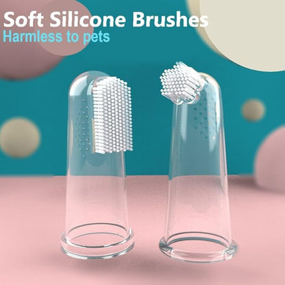 Pet Toothbrush for Small to Large Dogs Cats,Soft High Grade Finger Toothbrush,Teeth Oral Cleaning,Dental Care, 1 Set for Two Fingers White (5)