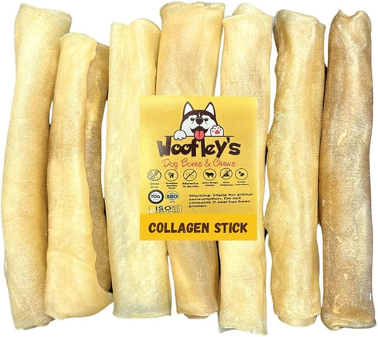 Woofley's 6 Inch Pure Collagen Sticks for Dogs (5 Count) - Collagen Chews for Dogs - Bully Stick Rawhide Alternative Dog Chews No Hide Bones for Medium & Large Dogs