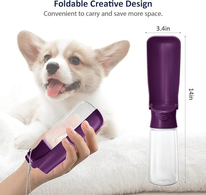 WePet Foldable Portable Dog Water Bottle Puppy Water Dispenser with Drinking Feeder, 19 OZ, High-temperature Resistant Leak Proof for Pets Outdoor Walking, Hiking, Travel, Food Grade Plastic BPA Free
