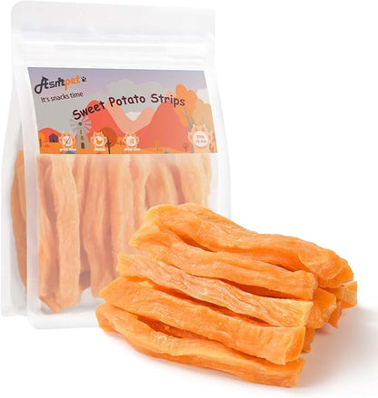 ASMPET Sweet Potato Dog Treats, Healthy Natural Low Fat Grain Free Treats, Gluten Free Vegetarian Snack Gift for Small Medium & Large Dogs, Vegan Dog Chews 10.6oz
