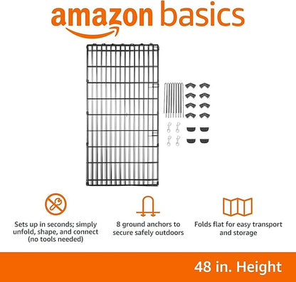 Amazon Basics Foldable Octagonal Metal Exercise Pet Play Pen for Dogs, Fence Pen, No Door, Large, 60 x 60 x 48 Inches, black