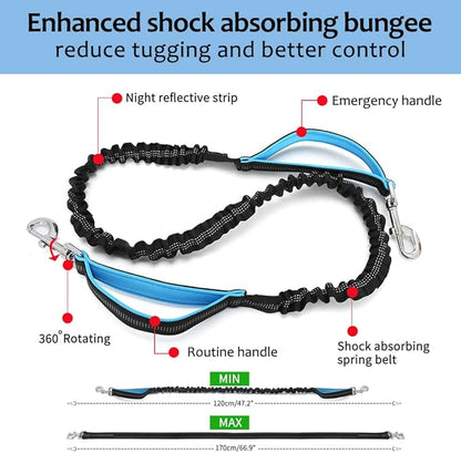 Hands Free Dog Leash Waist Leash for Dog Walking Bungee Leash Dog Running Belt for Medium & Large Dogs, 20-70 lbs Fanny Pack for Walker Hiking Jogging…