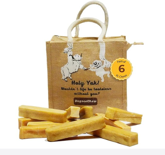 Dogsee Himalayan Yak Cheese Dental Chews for Dogs 2lb (XL - 6 Chews) | 100% Natural | No Grain, No Gluten | Odorless Dog Treats