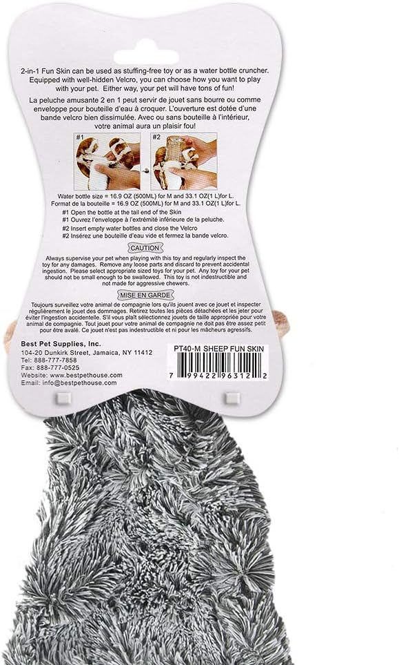 Best Pet Supplies Stuffing Free Squeaky Dog Toys for Small Dogs, Medium Dogs, and Large Dogs, Durable, Best Dog Chew Toy for Teething Puppy, Indoor Play, Holds Plastic Bottle - Sheep, Large