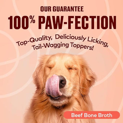 Beef Bone Broth for Dogs - Collagen Protein Supplement for Digestion, Mobility, Coat, Immune System, Healthy Dog Food Topper, Meal Boost Gravy, Grain Free, Just Add Water, Made in USA 12 oz