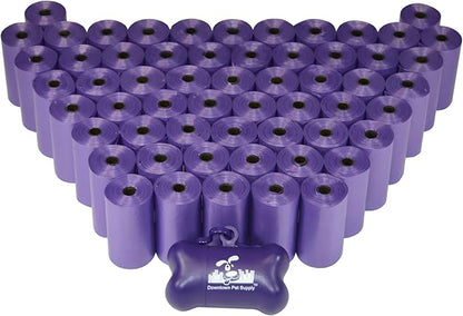 Downtown Pet Supply 960 Count Dog Poop Bags Refills with Leash Clip and Bone Bag Dispenser, Purple - Dog Waste Bags Unscented and Leak-Proof with Dog Poop Bag Dispenser - 12.5 x 8.5"