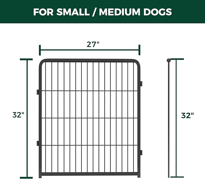 FXW Homeplus Dog Playpen Designed for Indoor Use, 32" Height for Medium Dogs, Black│Patented